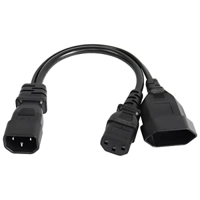 Abbildung von CERRXIAN C14 auf C13 + EURO Y Splitter Stromkabel, IEC 14 Stecker 13 Buchse und CEE7/16 Buchse, Verlängerungskabel für Computer, Monitor (C14 C13/EURO)