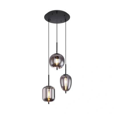 Abbildung von Globo Hängeleuchte Esszimmer Pendelleuchte Wohnzimmer Hängelampe schwarz, modern, Glas, ohne Leuchtmittel, Lichtfarbe ist abhängig vom Pendellampe, Schlafzimmer, Küche, Flur