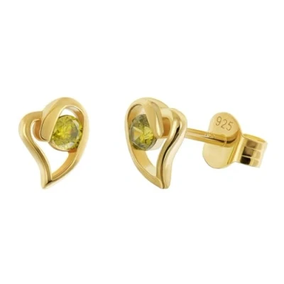Abbildung von Acalee AC8876 19 Damen Ohrringe 925 Silber Vergoldet Ohrstecker Zirkonia Oliv