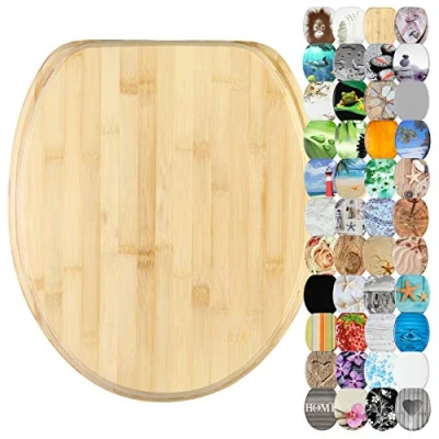 Abbildung von Sanilo WC Sitz mit Absenkautomatik I Hochwertiger Toilettensitz aus Holz Toilettendeckel in verschiedenen Motiven (Bambus)