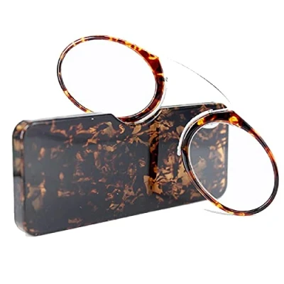 Abbildung von Unisex Lesegläser Kompakte Sehehilfe Mini Nose Clip Bügellose Lesebrille Rutschfest Lesehilfe Immer griffbereit(Leopard,+1.5)
