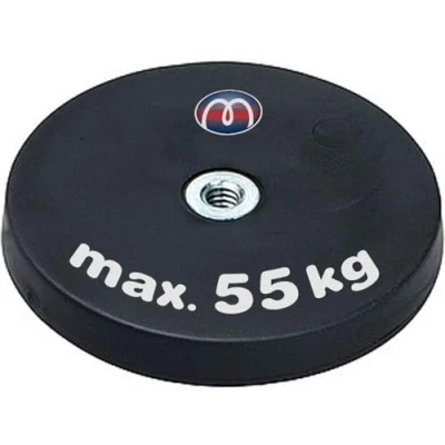 Abbildung von 2 x Neodym Magnet System gummiert Innengewinde Durchmesser Ø 88 mm Innen Gewinde M6 Haftkraft 55 kg Stück NdFeB Magnetsysteme mit Gummimantel Anti Rutsch Beschichtung