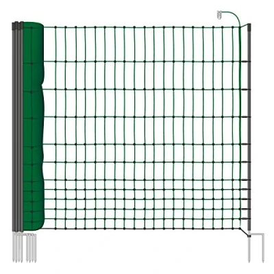 Abbildung von 25 m Hundezaun, Katzenzaun, Hühnerzaun, Geflügelzaun, Geflügelnetz, 112 cm, 9 Pfähle, 2 Spitzen, grün von VOSS.farming classic