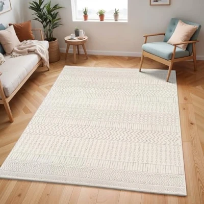 Abbildung von Surya Teppich &quot;Geometric 2301&quot;, rechteckig, Skandi Design, Modern Boho Kurzflor Wohnzimmerteppich, Schlafzimmer