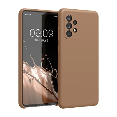 Abbildung von kwmobile Hülle kompatibel mit Samsung Galaxy A52 / 5G A52s Silikon Handy Case Handyhülle weiche Oberfläche kabelloses Laden Macchiato