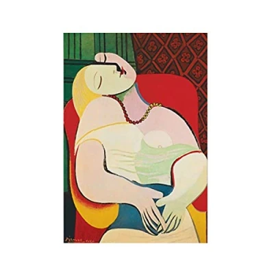 Abbildung von Yooyu Träumende Frau von Picasso Leinwand Malerei nordischen Stil Poster und Drucke Wandkunst Bilder für Wohnzimmer Home Decor 20x25cm Rahmenlos