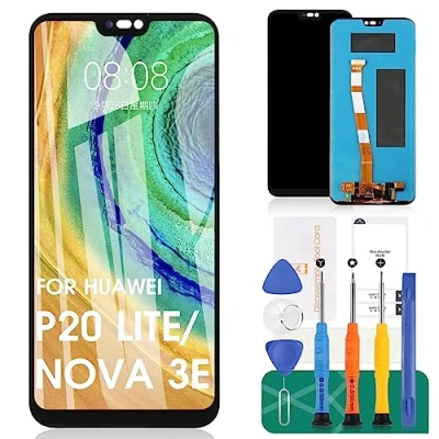 Abbildung von Ersatzteil Digitizer Glas für Huawei P20 Lite/Nova 3e ANE LX2 L22 LX1 L21 AL00 LCD Bildschirm Ersatz Montagesets, inklusive gehärteter Folie, Kleber und Werkzeug,