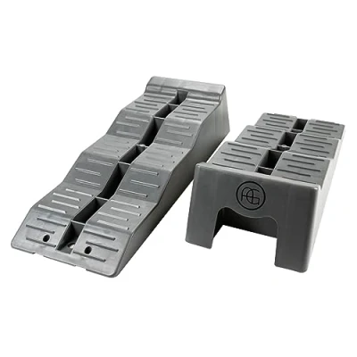 Abbildung von AG Automotive Auffahrrampe Stufenkeile Auffahrkeile Wohnmobil Wohnwagen Level Up Rampe Grau (2 St)