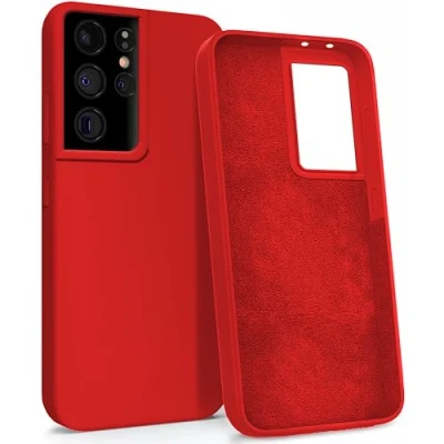 Abbildung von MyGadget Hülle für Samsung Galaxy S21 Ultra Gummierte Handyhülle [ 3 Layer Struktur ] Schutzhülle mit Soft Inlay &amp; Hardcase Cover außen Rot
