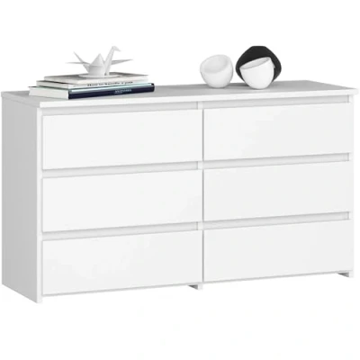 Abbildung von AKORD Kommode CL 100 mit 6 Schubladen Komodenschrank Funktional Für Wohnzimmer Schlafzimmer Langlebig Rollenführung ABS Kante 35x100x57cm Weiß