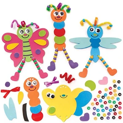 Abbildung von Baker Ross FC724 Moosgummi Käfer Bastelset mit Perlen 5er Pack, Set für Kinder zum Basteln und Dekorieren, Ideal Kindergeburtstag