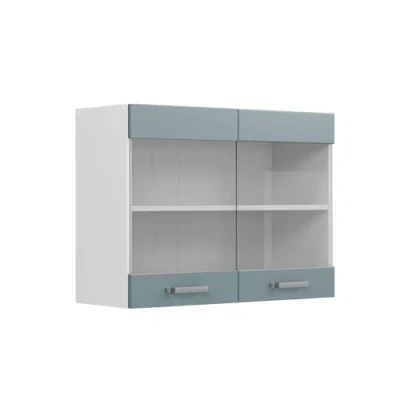 Abbildung von Vicco Glashängeschrank R Line, Blau Grau/Weiß, 80 cm
