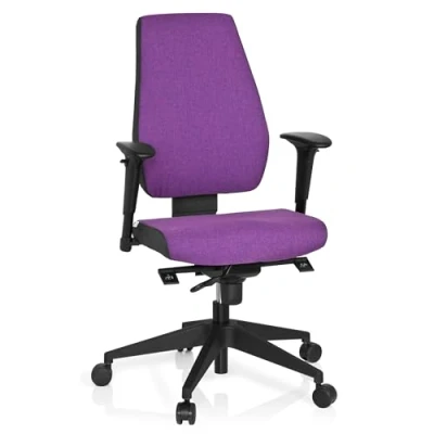 Abbildung von hjh OFFICE 608817 Profi Bürostuhl PRO TEC 500 Stoff Lila Drehstuhl ergonomisch, Rückenlehne &amp; Armlehnen höhenverstellbar