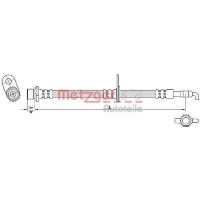 Abbildung von METZGER 4110285 Bremsschläuche 581 TOYOTA: Corolla Verso, Avensis II Kombi, Limousine