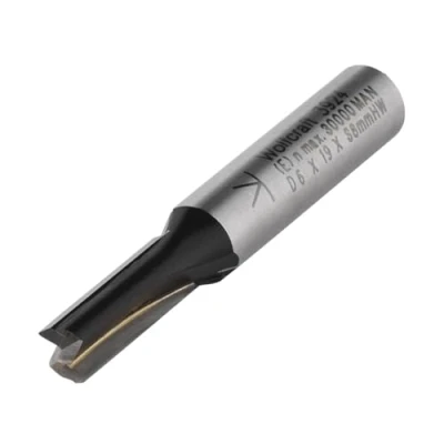 Abbildung von wolfcraft HM Nutfräser 3924000 8 mm Schaft, Ø 6 langlebig, robust ideal für Holz Oberfräsen und stationäre Fräsmotoren zum Erstellen von Nuten