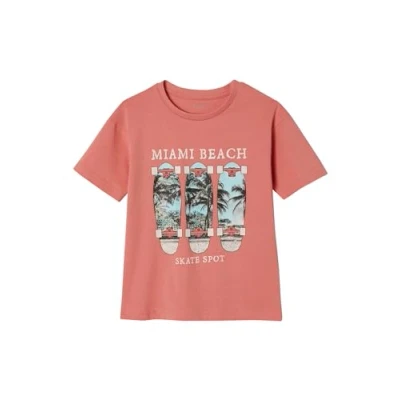 Abbildung von Vertbaudet Jungen T Shirt mit Fotoprint, Recycling Baumwolle Koralle 140