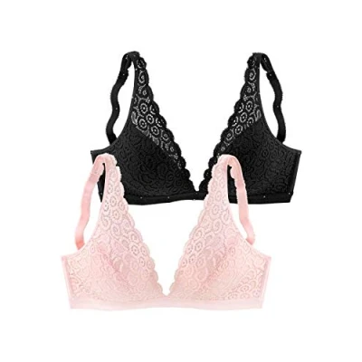 Abbildung von Lascana SOFT BRA 2 PACK Triangel BH, Damen, Größe: 85C, Powder/black