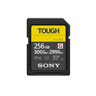Abbildung von Sony SDXC UHS II Speicherkarte mit 256GB, Schreiben 299 MB/s, 4k Video, Tough Serie Robust &amp; IP68, SFG256T