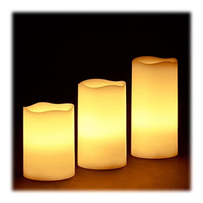 Abbildung von relaxdays LED Kerze Kerzen Echtwachs im 3er Set