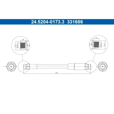 Abbildung von ATE 24.5204 0173.3 Bremsschläuche 195,0 VOLKSWAGEN: Polo VI