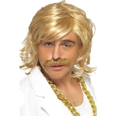Abbildung von Smiffys Kostüm Perücke 80er Proll für Fasching, Bei dieser Frise fehlt nur noch der Manta!