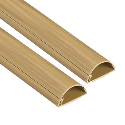 Abbildung von D Line 1D3015O 2PK Mini Kabelkanal Selbstklebender, Halbrunde Kabelführungen, Kabelleiste 2x 30mm (B) x 15mm (H) 1 Meter Länge Eichenholz Effekt