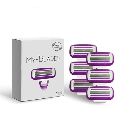Abbildung von My Blades® Rasierklingen kompatibel mit Gillette Venus, Plastikneutral Swirl und Smooth, 6 Ersatzklingen Damen 4 fach Klinge