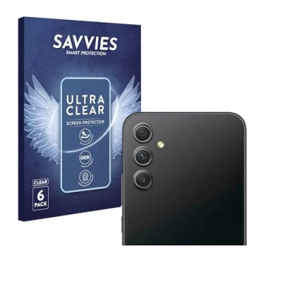Abbildung von Savvies 6 Stück Schutzfolie für Samsung Galaxy A34 5G Enterprise Edition (NUR Kameraschutz) Displayschutz Folie Ultra Transparent