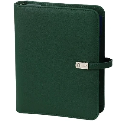 Abbildung von Organizer Agenda Nachfüllbares Ringbuch Loseblatt Binder 6 Löcher Notizbuch Ringbinder Planer Tagebuch Terminplaner Woche Auf Zwei Seiten Nachfüllkalender 2024 2025 2026, A5, Grün