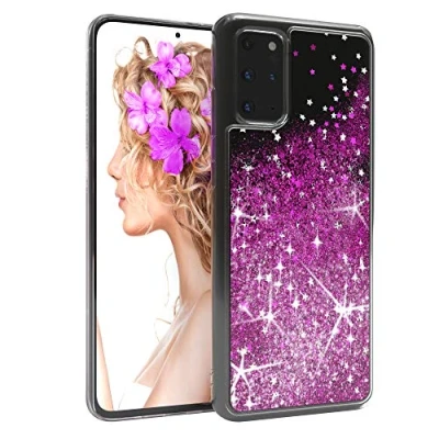Abbildung von EAZY CASE Hülle kompatibel mit Samsung Galaxy S20 Plus / 5G Schutzhülle Flüssig Glitzer, Handyhülle, Glitter Flüssigkeit, TPU/Silikon, Transparent/Durchsichtig, Lila