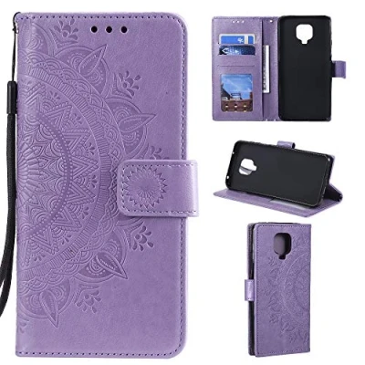 Abbildung von CoverKingz Handy Tasche kompatibel mit Xiaomi Redmi Note 9 Pro Handycase Kartenfach Handyschutzhülle Cover Smartphonehülle klappbar Motiv Mandala Lila
