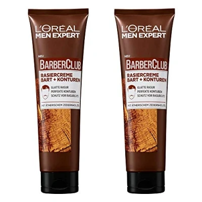 Abbildung von L&#039;Oréal Men Expert Barber Club Rasiercreme, für Bart Konturen, akkurate und präzise Rasur, mit Zedernholzöl (1 x 150 ml)