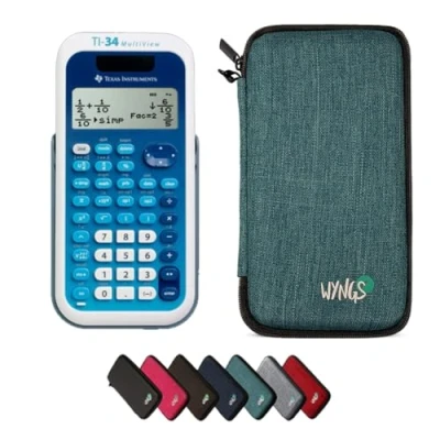 Abbildung von TI 34 MultiView Taschenrechner inklusive Schutztasche von WYNGS in Türkis Basic Set