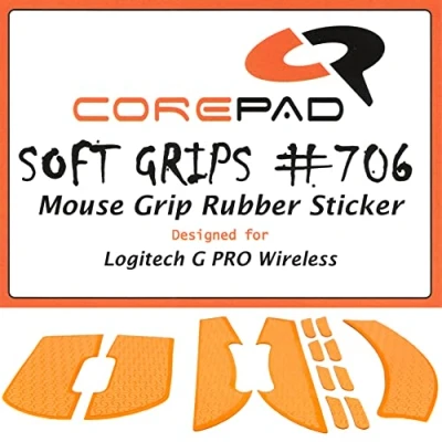Abbildung von Corepad Soft Grips Selbstklebende vorgeschnittene Anti Rutsch Aufkleber für PC Gaming Mäuse (Orange, Logitech G PRO Wireless)
