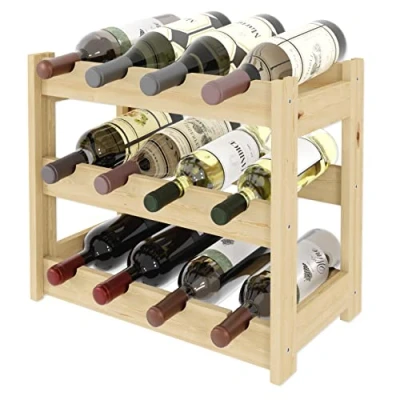 Abbildung von Lenmar, Weinregal aus Holz für Flaschen, Natur, RW 1, Wein, Flaschenregal, Kellerregal, Regale, Flaschenhalter (Natur, 1 12, 38 x 43 25, 3 liegen, 12 Flaschen)