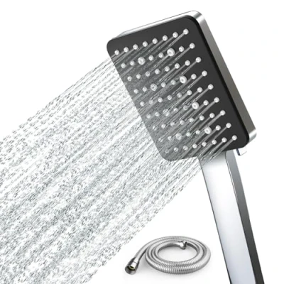 Abbildung von Newentor Duschkopf mit Schlauch, Duschbrause Duschschlauch Duschkopf, Handbrause Regendusche 6 Strahlarten, Matteschwarz