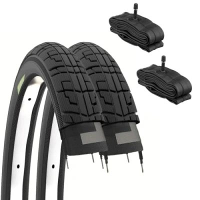 Abbildung von ECOVELO Unisex Erwachsene 2 Reifen x 1.75 Kammern America Abdeckungen 12 1/2 1,75 1/4 (47 203) + Zimmer Amerika, Schwarz