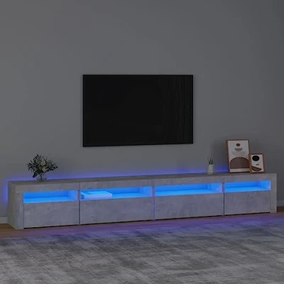 Abbildung von fernsehschrank Weiss,tv Board Weiss,fernsehtisch Schrank mit LED Leuchten Betongrau 270x35x40 cmtv Sideboard,fernsehschrank,tv Board,