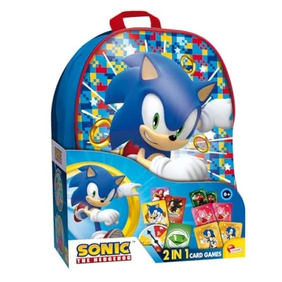 Abbildung von Lisciani Sonic Rucksack Set mit 2 in 1 Kartenspielen Reisespiele für Kinder ab 6 Jahren verschiedene Spiele zum Spielen der Schule Spieler und mehr Hergestellt Italien