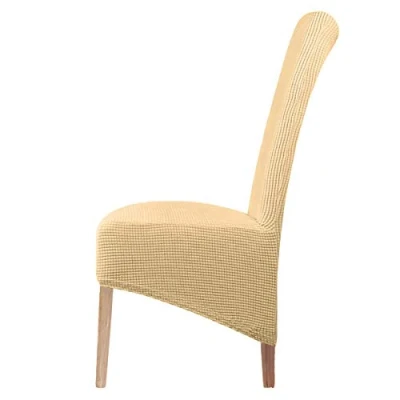 Abbildung von LANSHENG Stretch XL Stuhlhussen für Esszimmerstühle 2/4/6 Pcs Stuhl Schutzbezug, elastische Protector Sitzbezüge Esszimmer Hochzeitsbankett Party Dekoration (Beige,6 pcs)