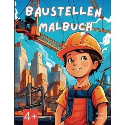 Abbildung von Baustellen Malbuch für Kinder ab 4 Jahren: Hochwertige Designs Jungen und Mädchen entdecke Fahrzeuge auf der Baustelle. Bagger, Kräne, Gabelstapler mehr...