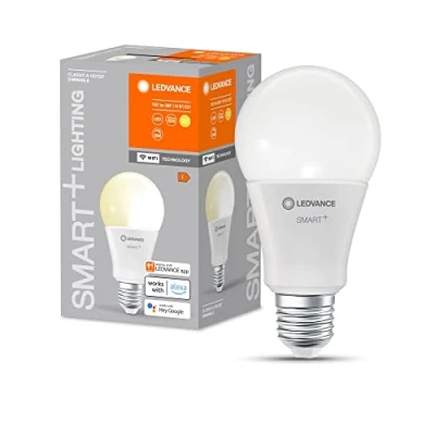 Abbildung von LEDVANCE Smarte LED Lampe mit WiFi Technologie, Sockel E27, Dimmbar, Warmweiß (2700 K), ersetzt Glühlampen 100 W, SMART+ Classic Dimmable, 1er Pack