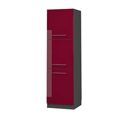 Abbildung von Vicco Herdumbauschrank Fame Line, Bordeaux Hochglanz/Anthrazit, 60 cm