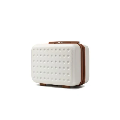 Abbildung von KONO Kosmetikkoffer Schminkkoffer Leicht Handgepäck Tragbar Beautycase Damen 100% ABS Make Up Koffer mit Handgriff und Reißverschluss Hartschalen 31 * 22 18cm Weiß