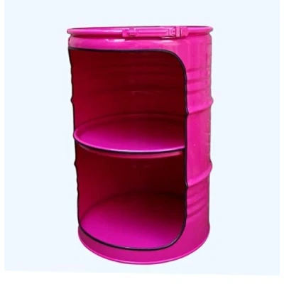 Abbildung von Fassmöbel Fass Design Regal Ölfass Möbel 210 Liter Volumen Farbe Pink/Beleuchtung mit 2 Lampenfassungen