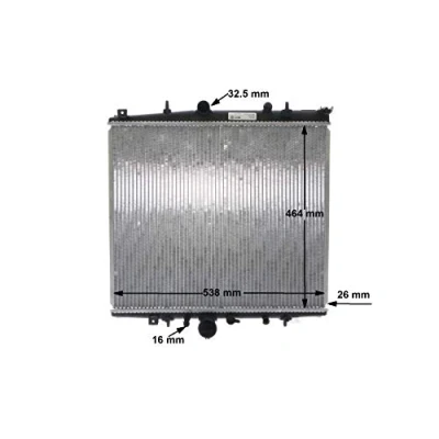 Abbildung von MAHLE ORIGINAL CR 852 000S Kühler, Motorkühlung 464 538 26 Kühlrippen gelötet CITROËN: C8, PEUGEOT: 807