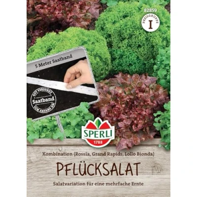 Abbildung von Sperli Salatsamen Pflücksalat Kombination, Saatband 82859 Salatvariation mehrfache Ernte Saatband, Samen Gemüse, Gemüse Pflanzen,
