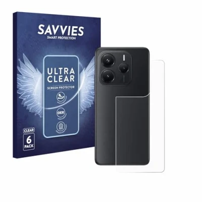 Abbildung von Savvies 6 Stück Schutzfolie für Xiaomi Redmi Note 14 (Rückseite) Displayschutz Folie Ultra Transparent