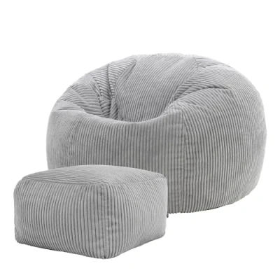 Abbildung von icon Sitzsack Klassischer aus Cord „Kingston“ mit Hocker, 85x50cm, Made in Germany, für Erwachsene &amp; Kinder