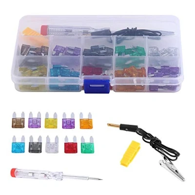 Abbildung von Keenso Auto Mini Sicherung Set, 100 Stk KFZ Blade 2A 3A 5A 7,5A 10A 15A 20A 25A 30A 35A mit Elektrische Teststift für Truck SUV Sicherungen